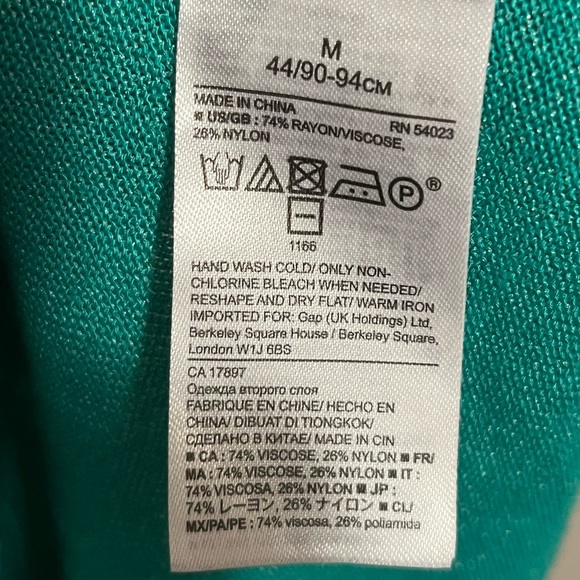 Banana Republic Sleeveless Ruffle Sweater Short Sleeve Green Top Medium Knit - Picture 9 of 14